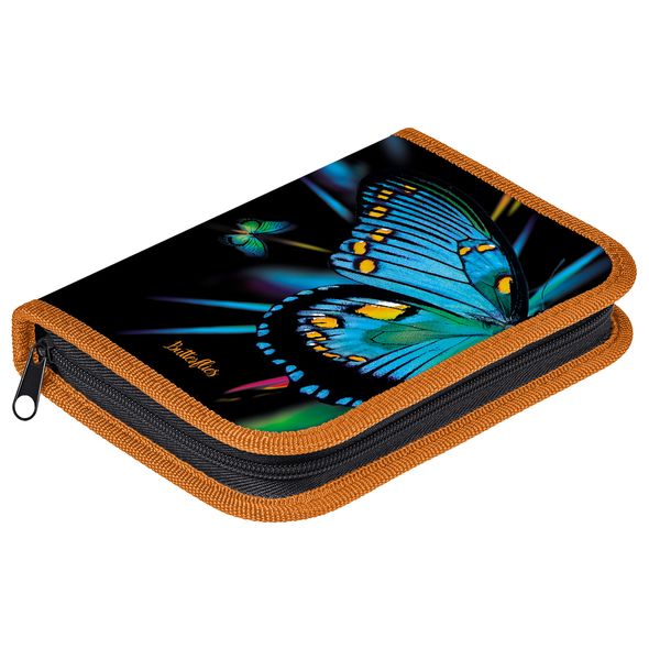 Пенал Hatber 190х130мм 1 отделение на молнии с откидной планкой-Butterfly- , 